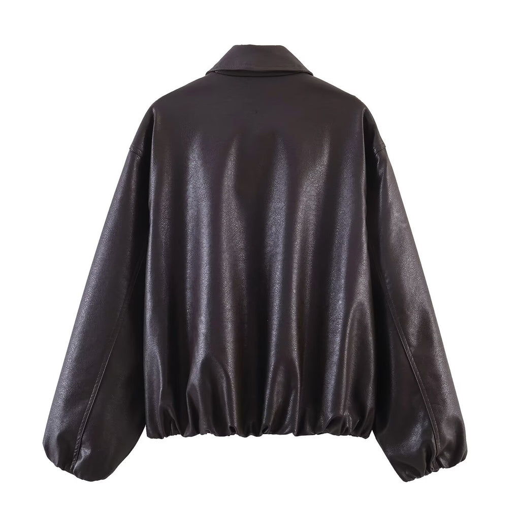Street zipper jacket leather jacket