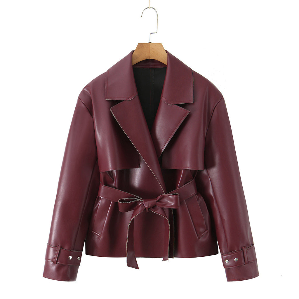 PU leather short jacket and leather jacket
