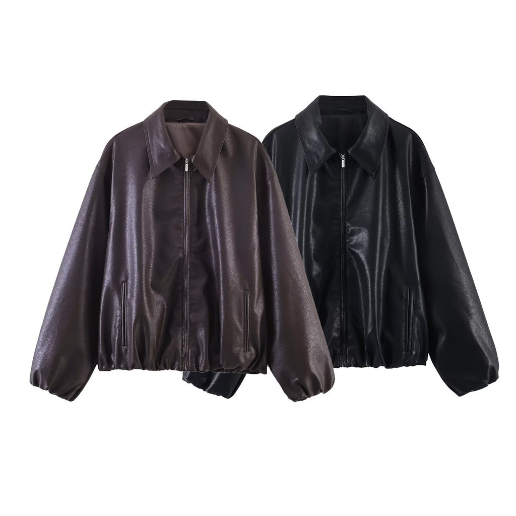 Street zipper jacket leather jacket