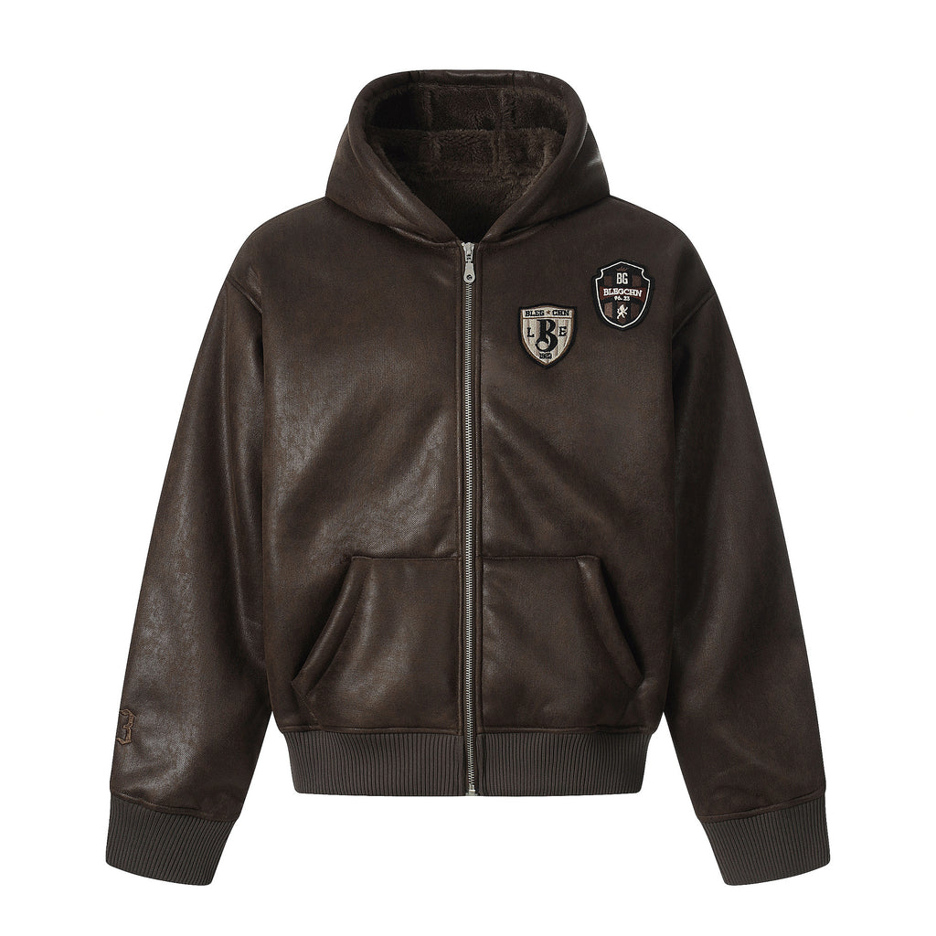 Leather jacket hooded cotton jacket