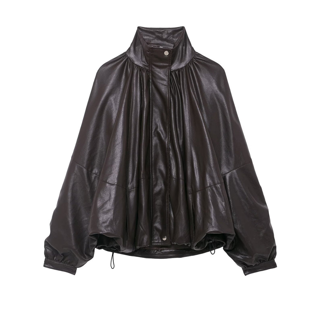 Leather pilot jacket women's jacket