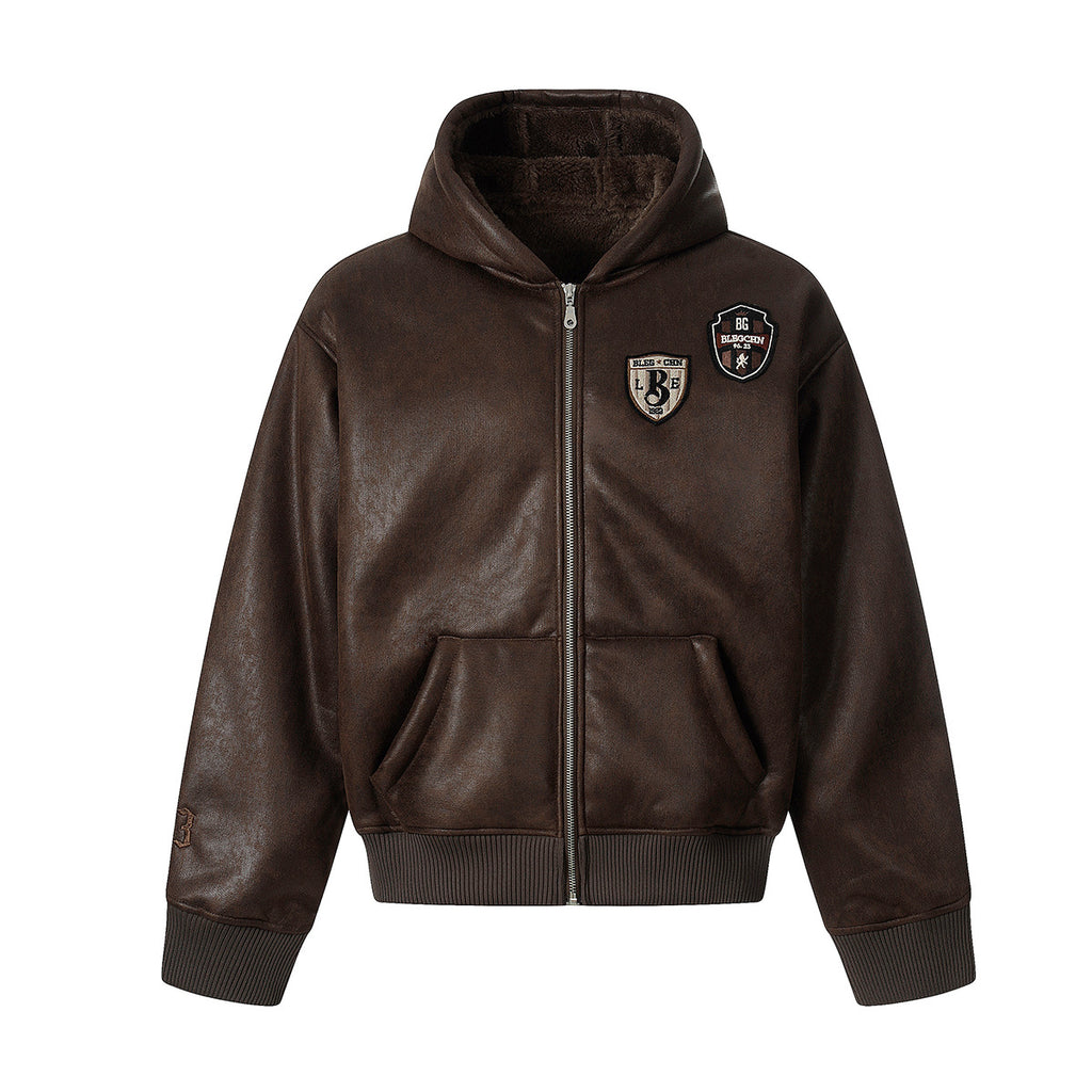 Leather jacket hooded cotton jacket