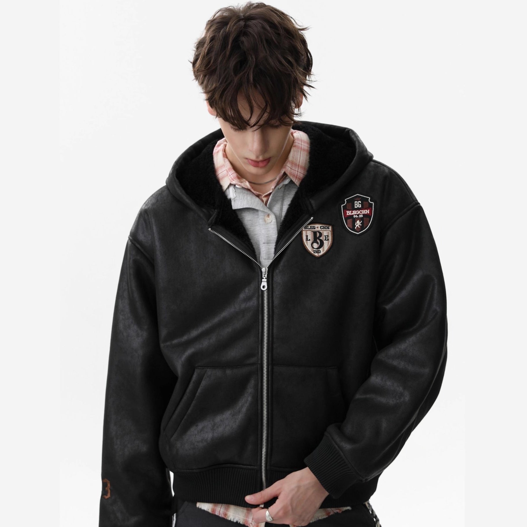 Leather jacket hooded cotton jacket