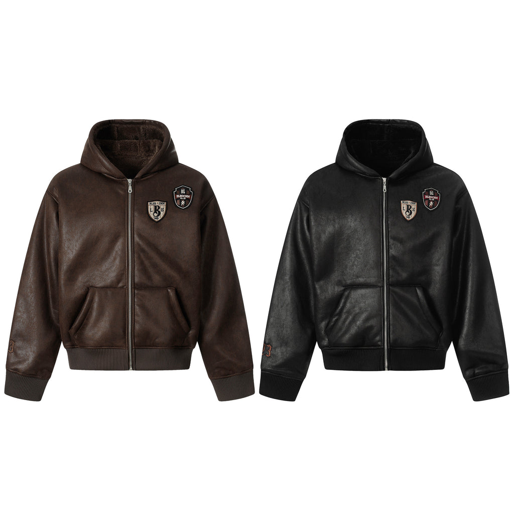 Leather jacket hooded cotton jacket