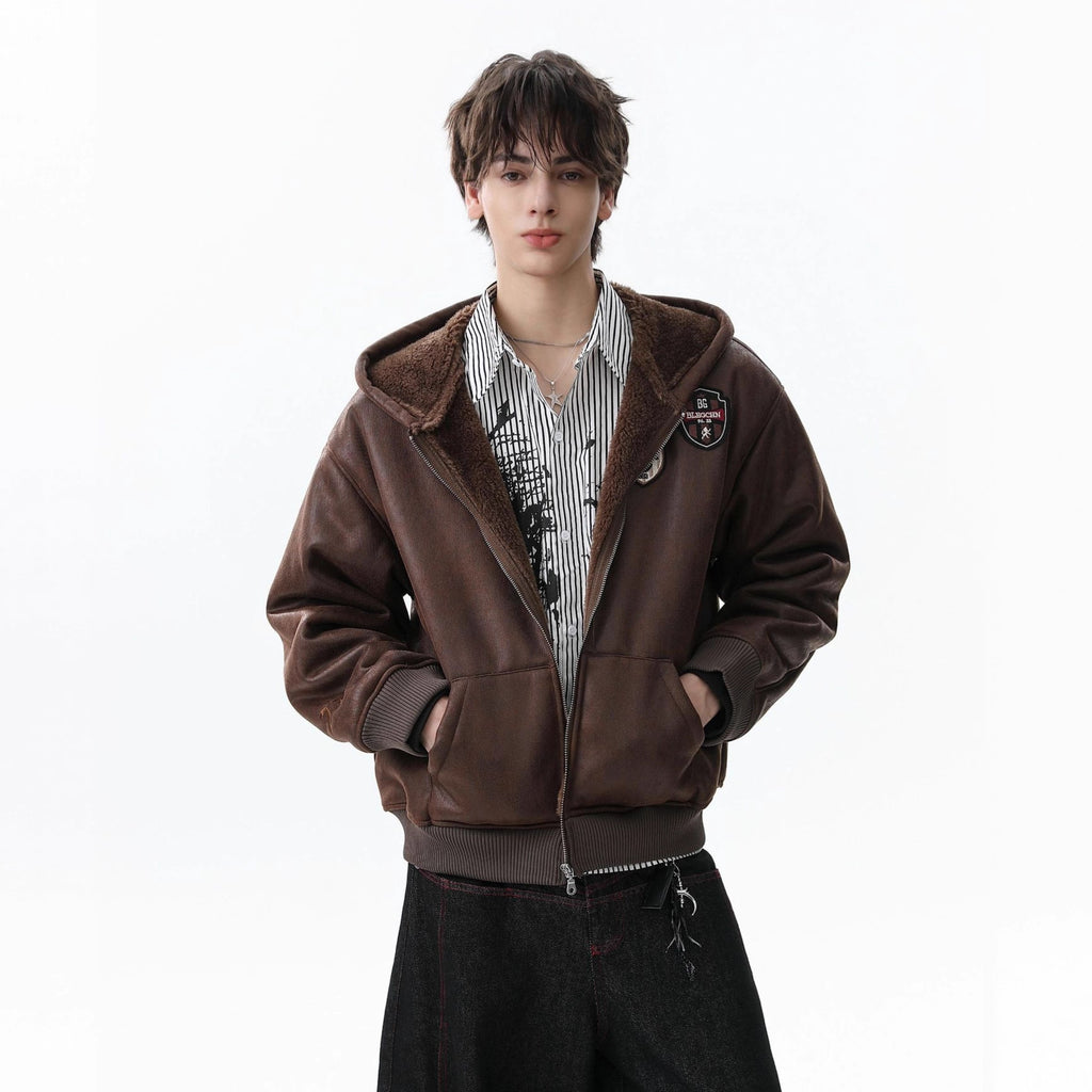 Leather jacket hooded cotton jacket