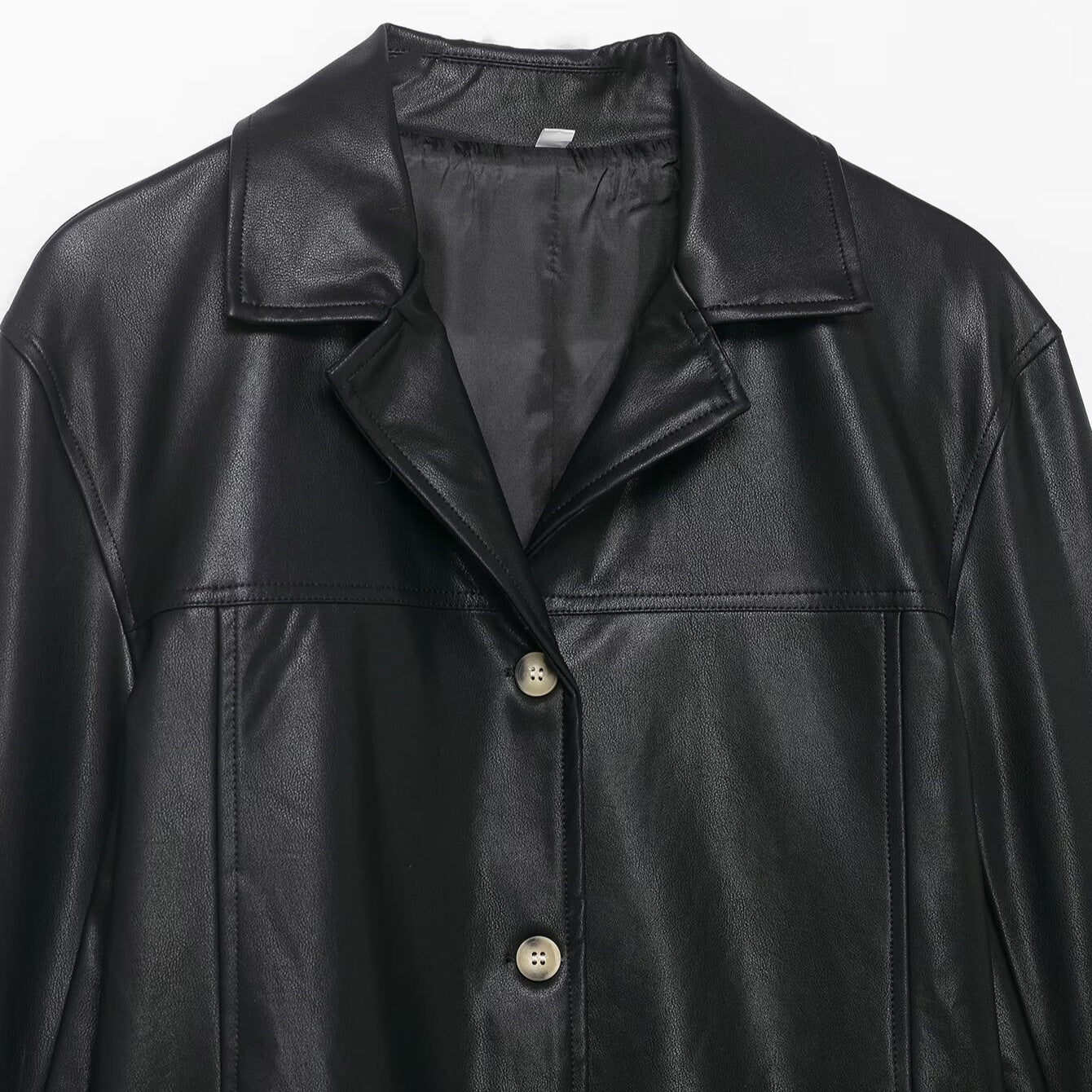 Button coated leather jacket and leather jacket