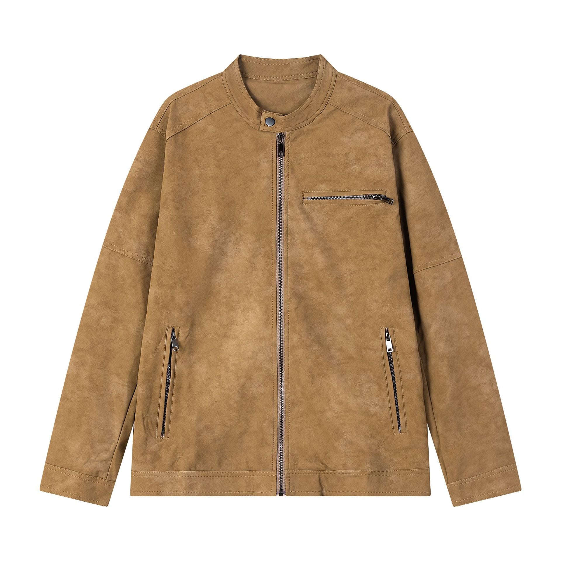 PU leather zipper leather jacket