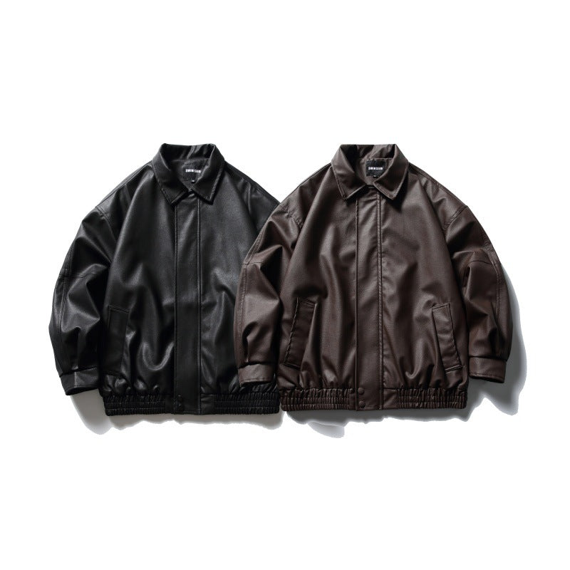 PU leather jacket windproof jacket