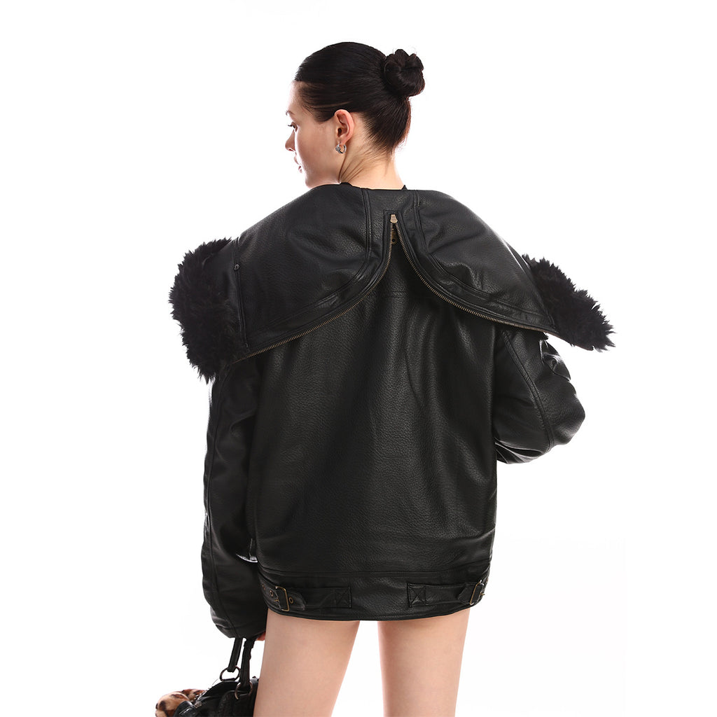 Leather jacket and cotton jacket