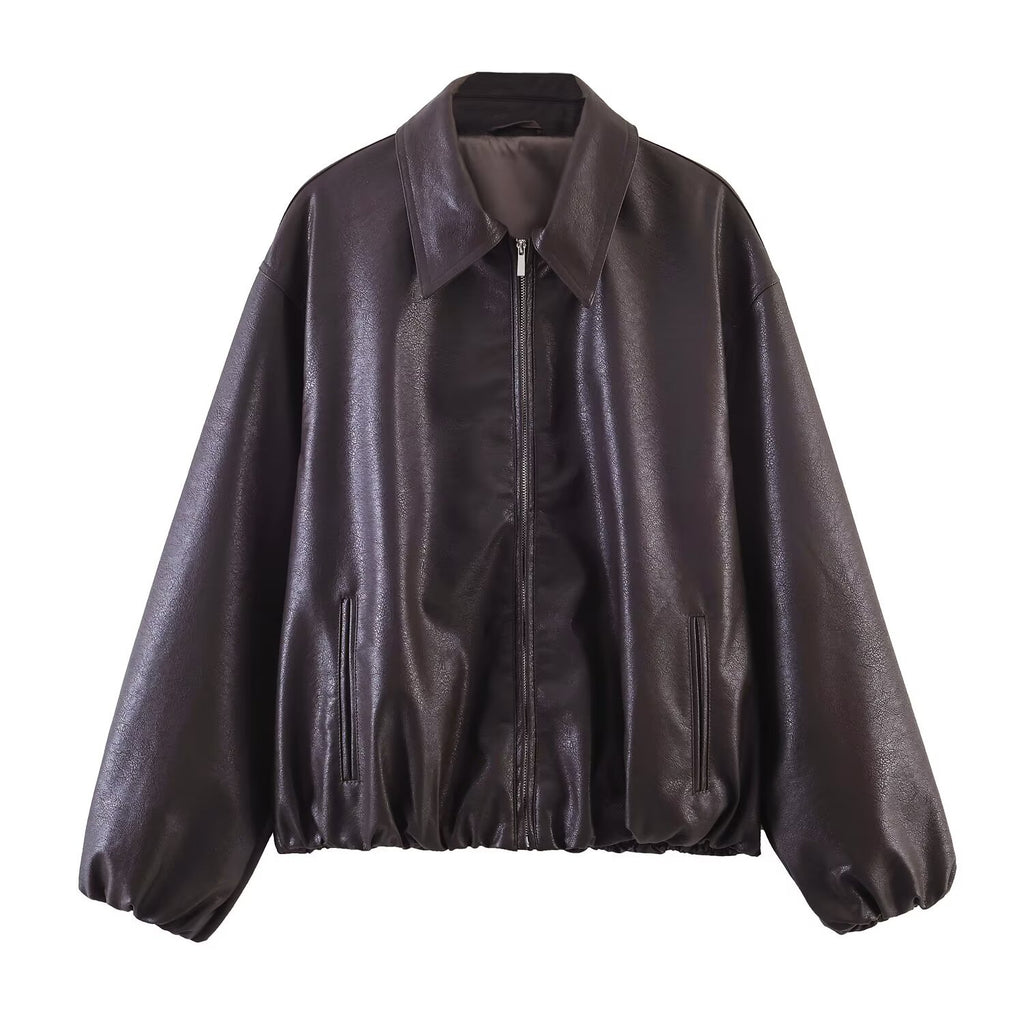 Street zipper jacket leather jacket