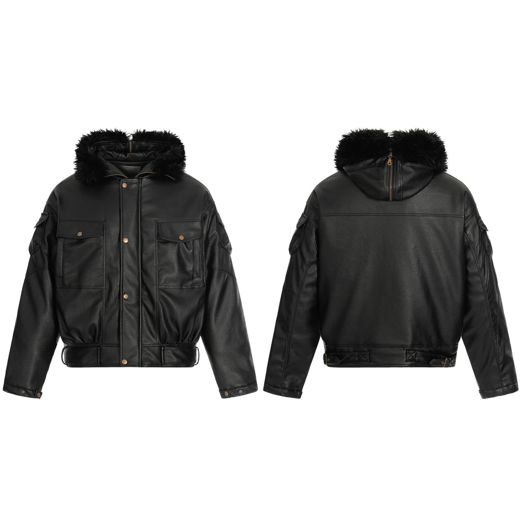 Leather jacket and cotton jacket