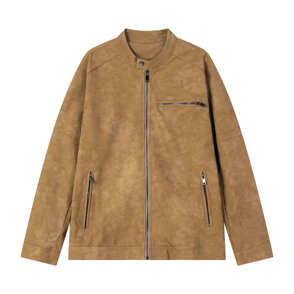 PU leather zipper leather jacket