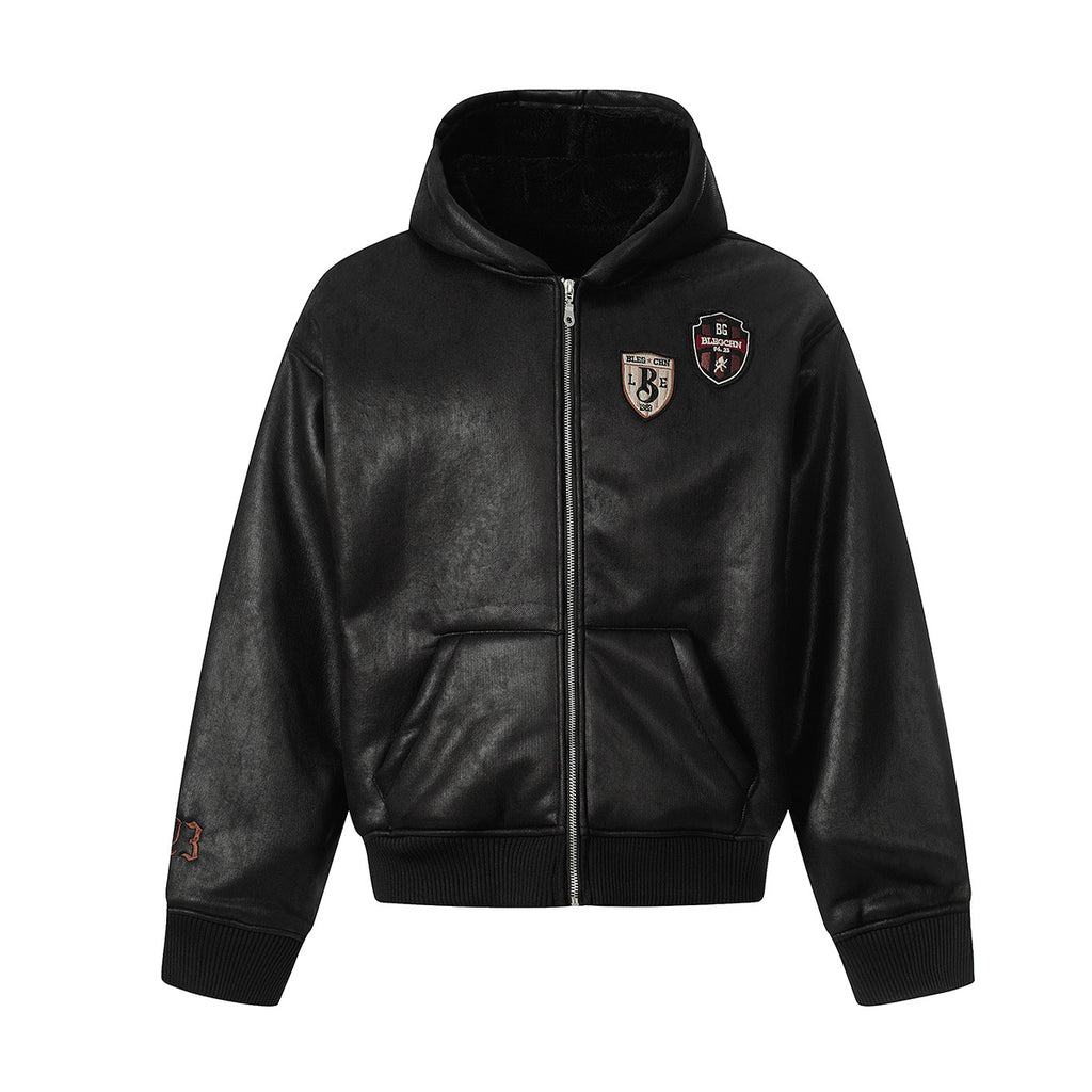 Leather jacket hooded cotton jacket