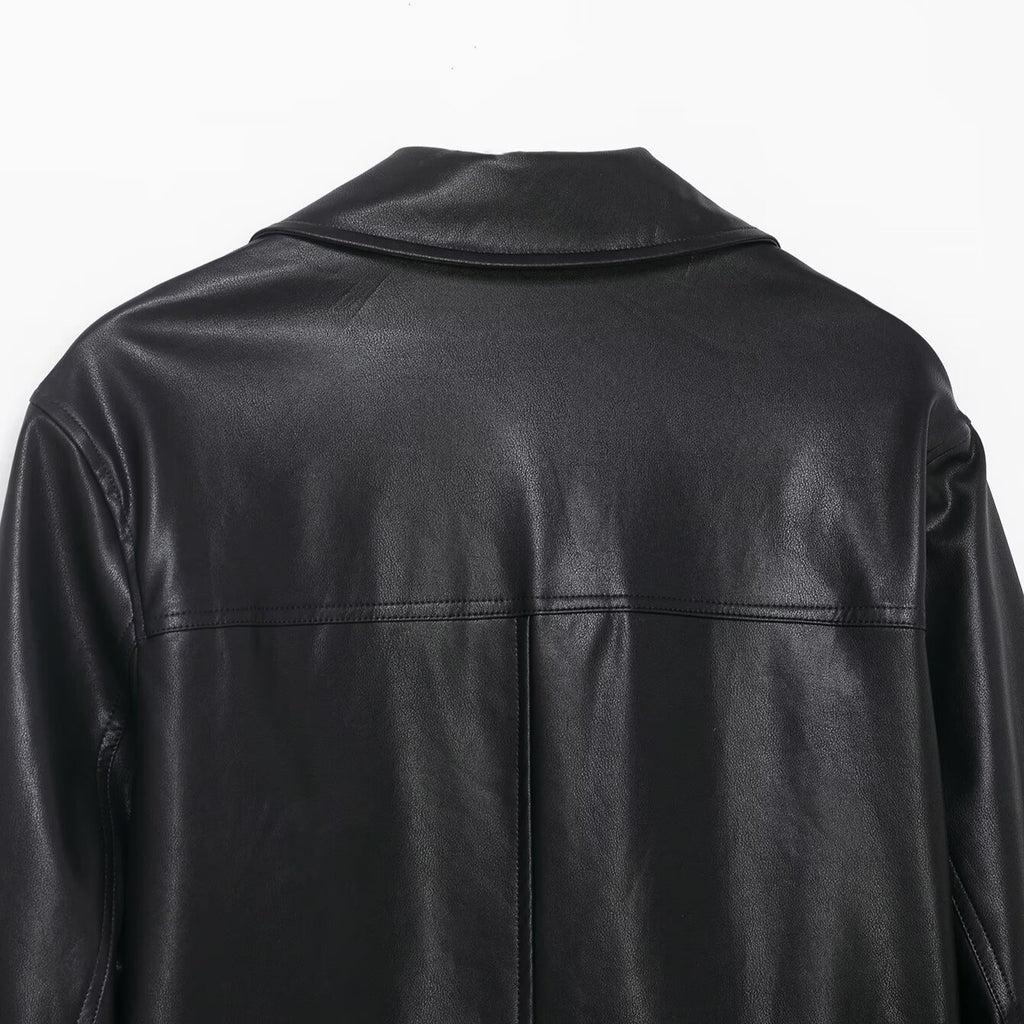 Button coated leather jacket and leather jacket